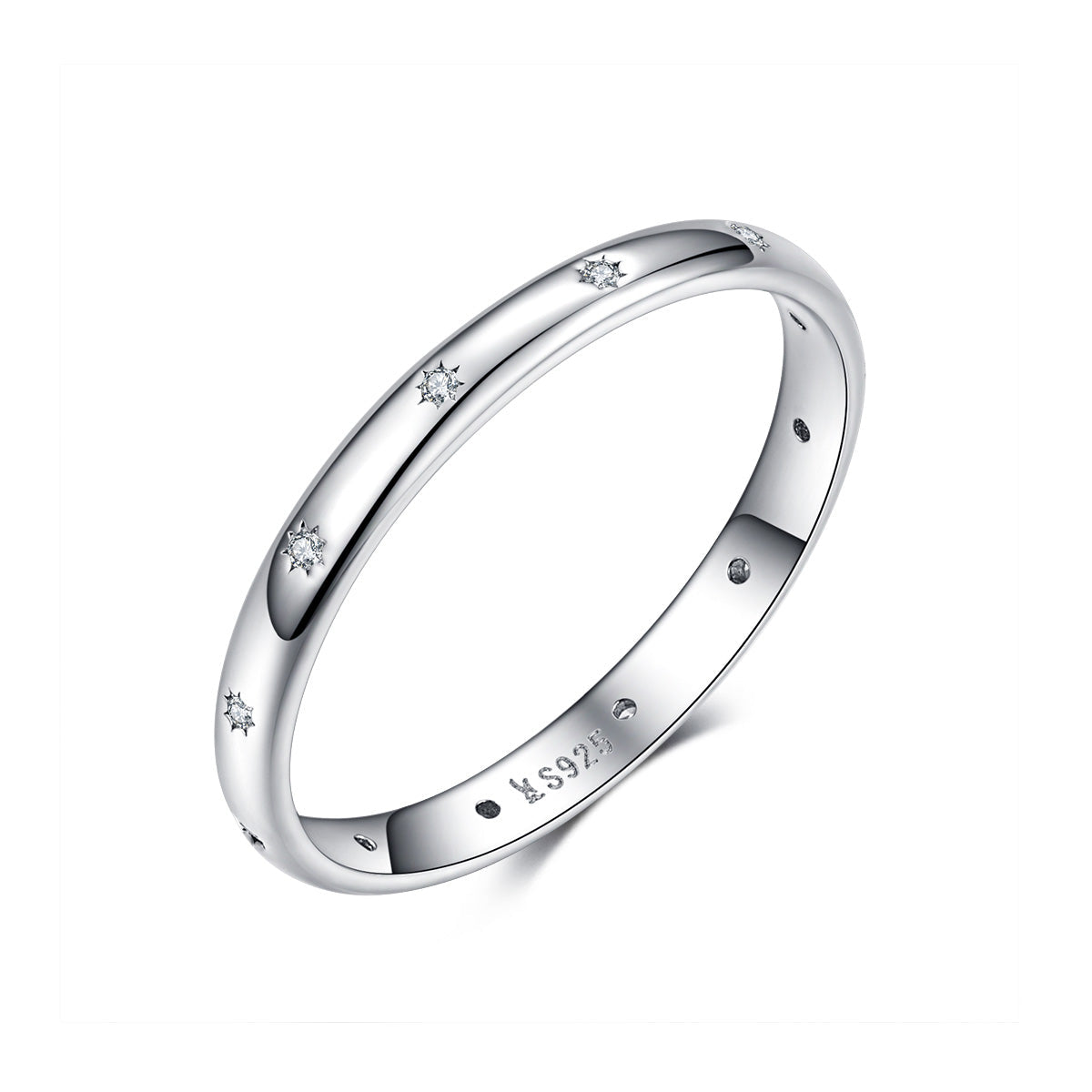 925 Sterling Silver Size 6.0 Plated Platinum Pavé Setting CZ Ring for Women on sale at MyriadMart