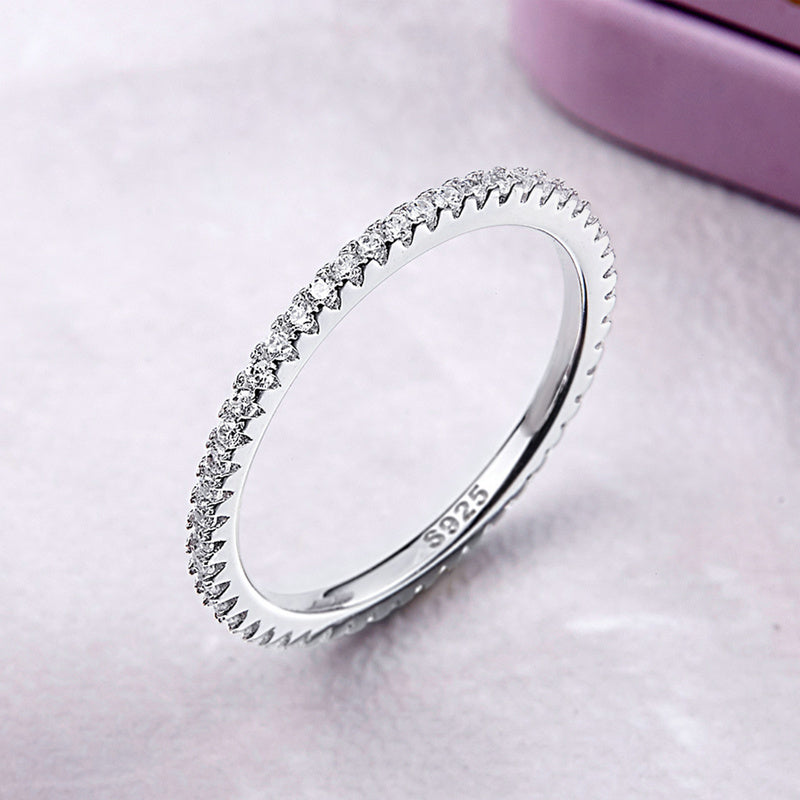 925 Sterling Silver Platinum Plated CZ Pavé Setting Ring Size 5.0 for Women on sale at MyriadMart