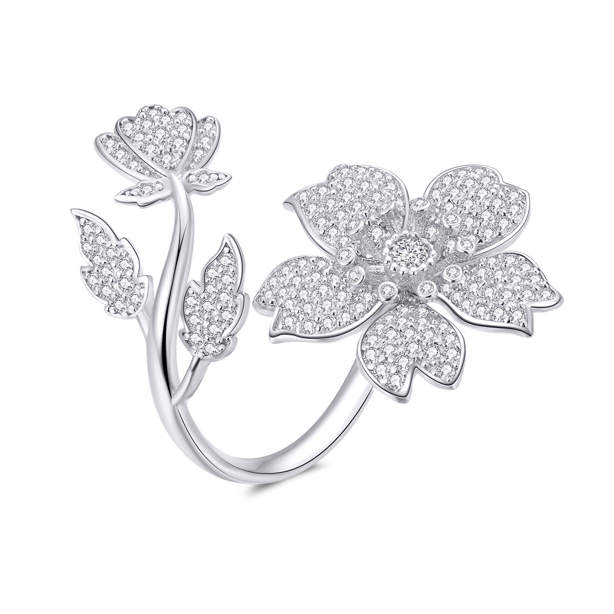 925 Sterling Silver Plated Platinum Pavé Setting CZ 0.2cm Ring on sale at MyriadMart