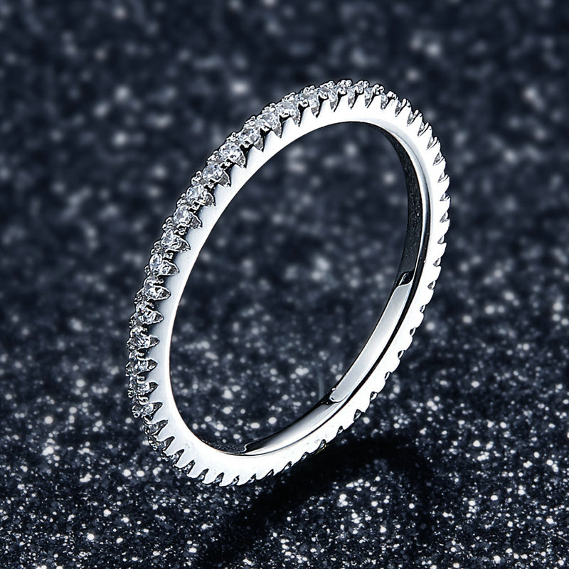 925 Sterling Silver Platinum Plated CZ Pavé Setting Ring Size 5.0 for Women on sale at MyriadMart