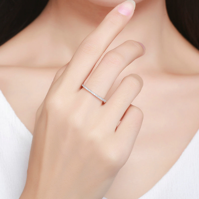 925 Sterling Silver Platinum Plated CZ Pavé Setting Ring Size 5.0 for Women on sale at MyriadMart