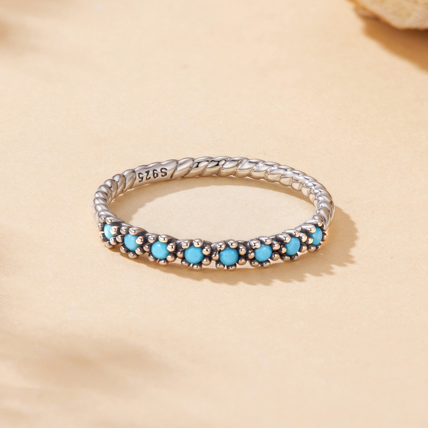 925 Sterling Silver Synthetic Turquoise Ring Size 6.0 on sale at MyriadMart