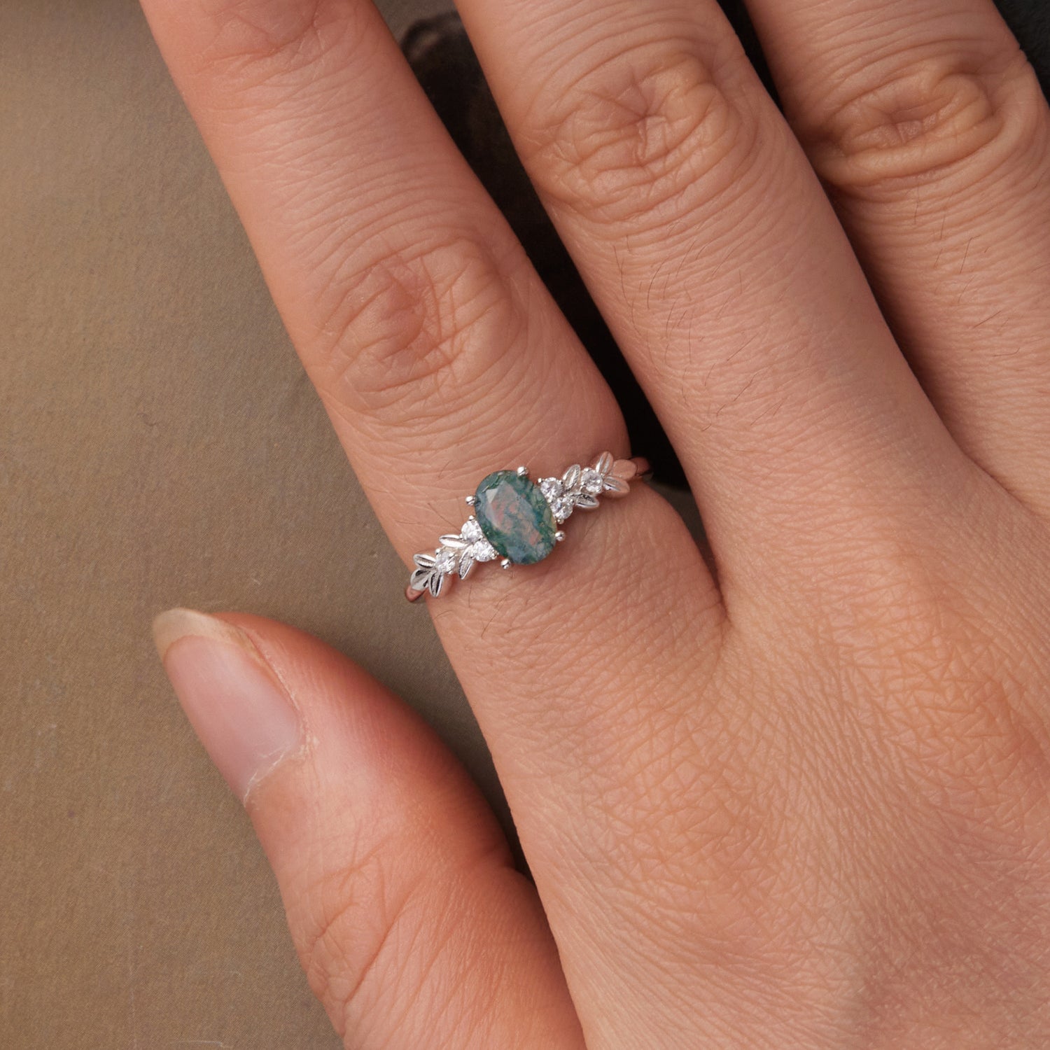 925 Sterling Silver Agate and CZ Pendant Ring Size 6 for Women on sale at MyriadMart