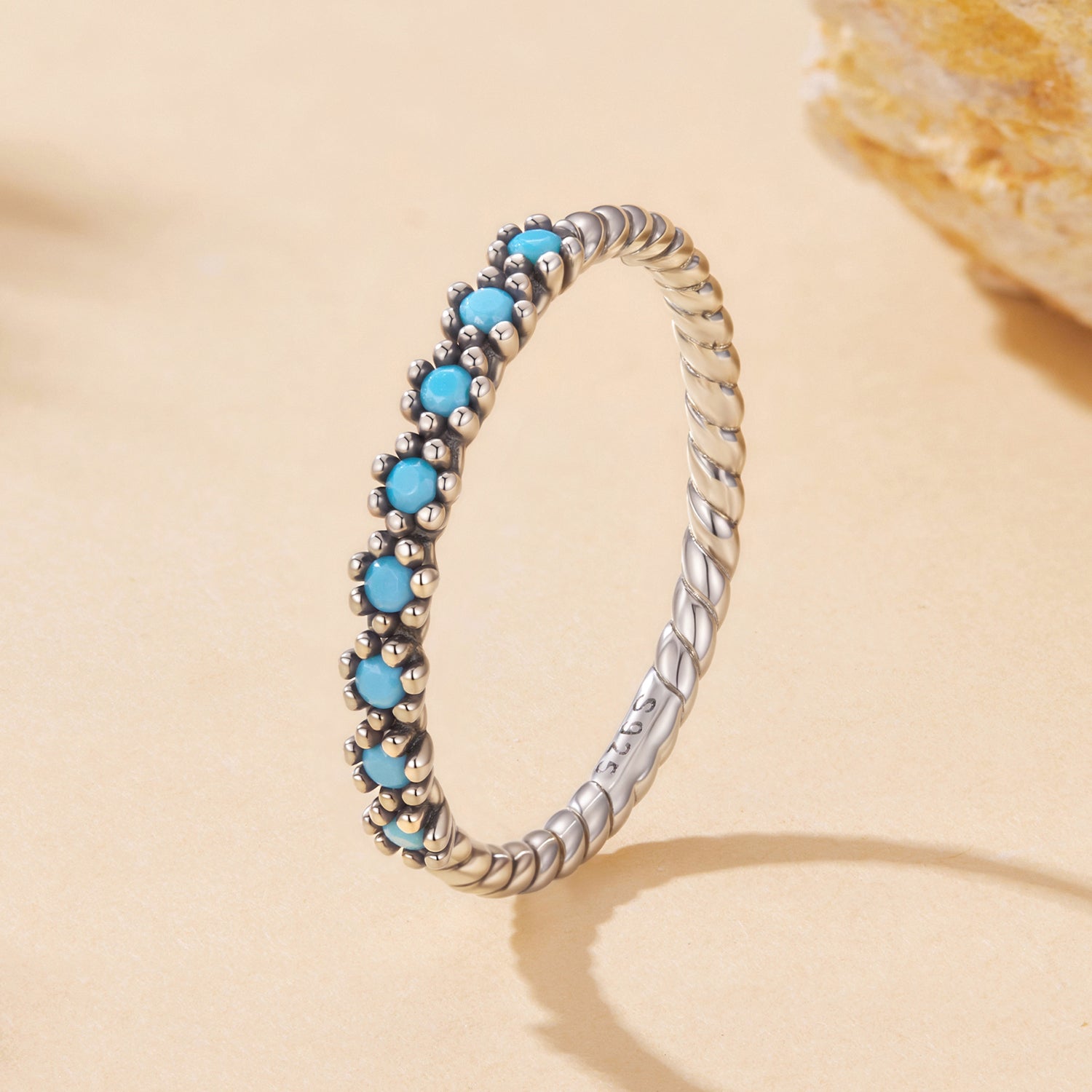 925 Sterling Silver Synthetic Turquoise Ring Size 6.0 on sale at MyriadMart