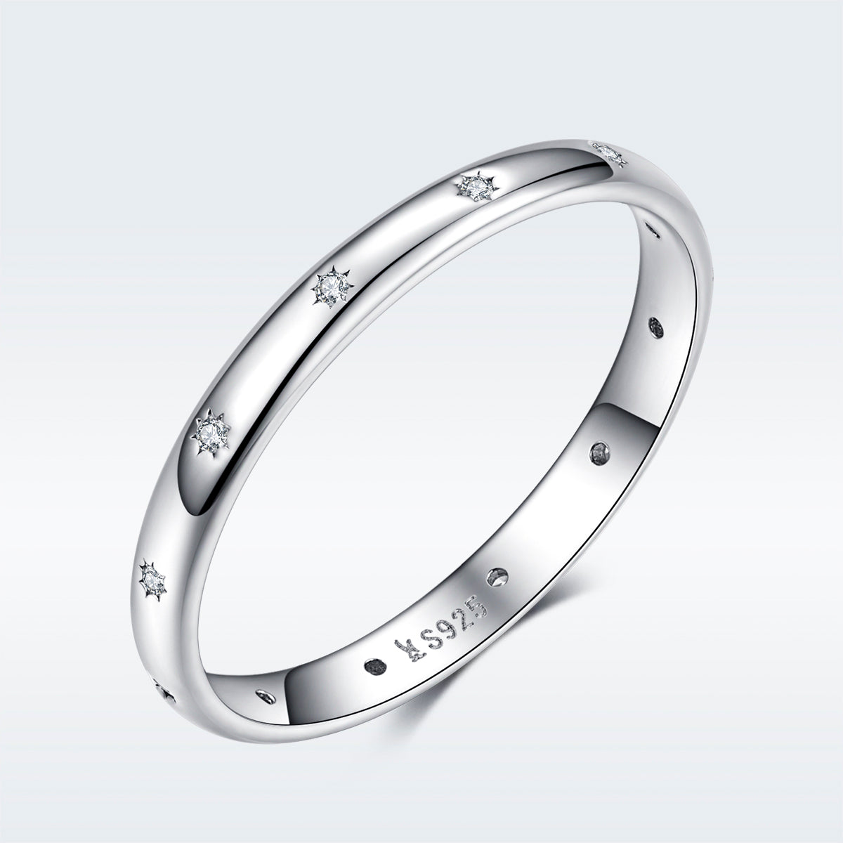 925 Sterling Silver Size 6.0 Plated Platinum Pavé Setting CZ Ring for Women on sale at MyriadMart