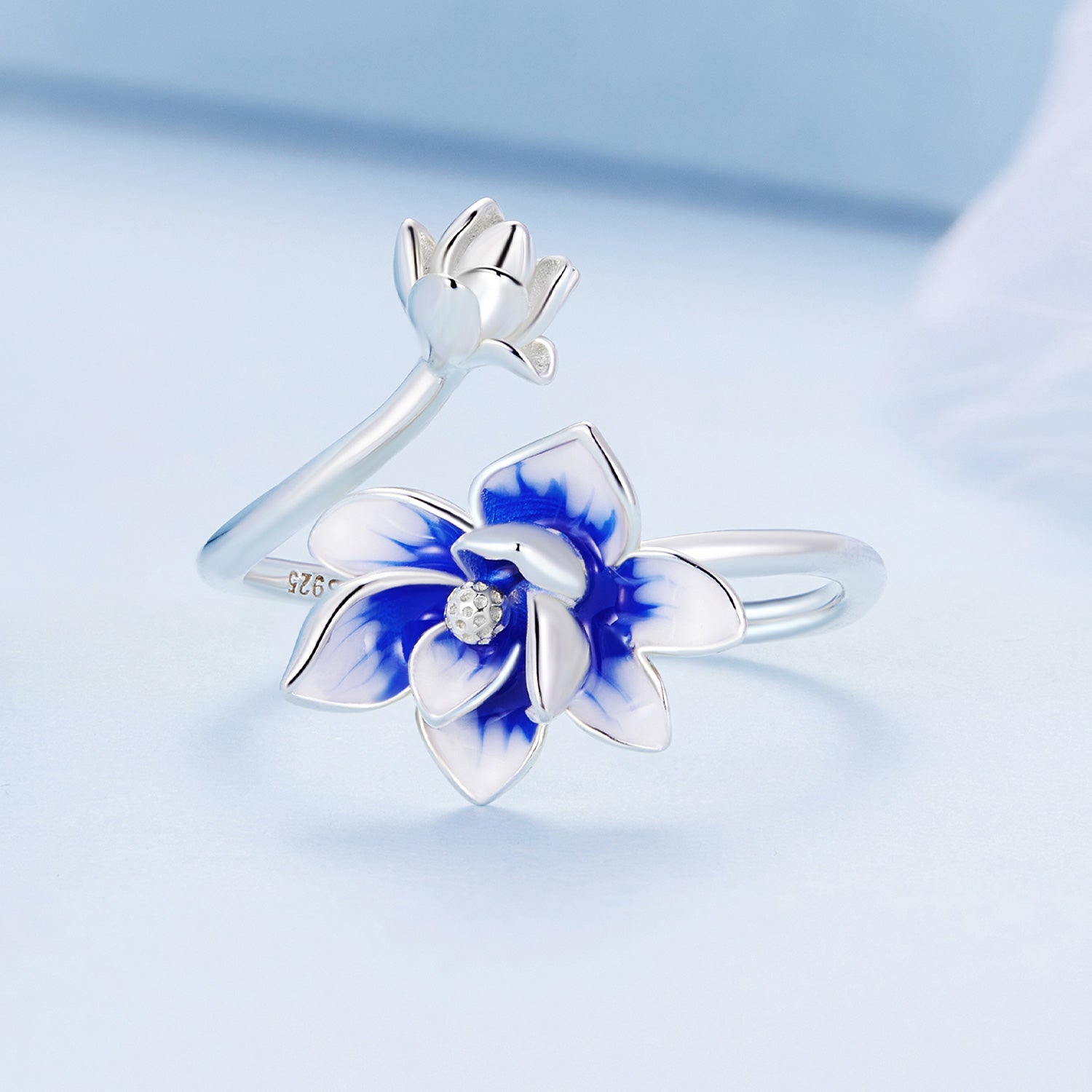 925 Sterling Silver Enamel Flower Ring on sale at MyriadMart