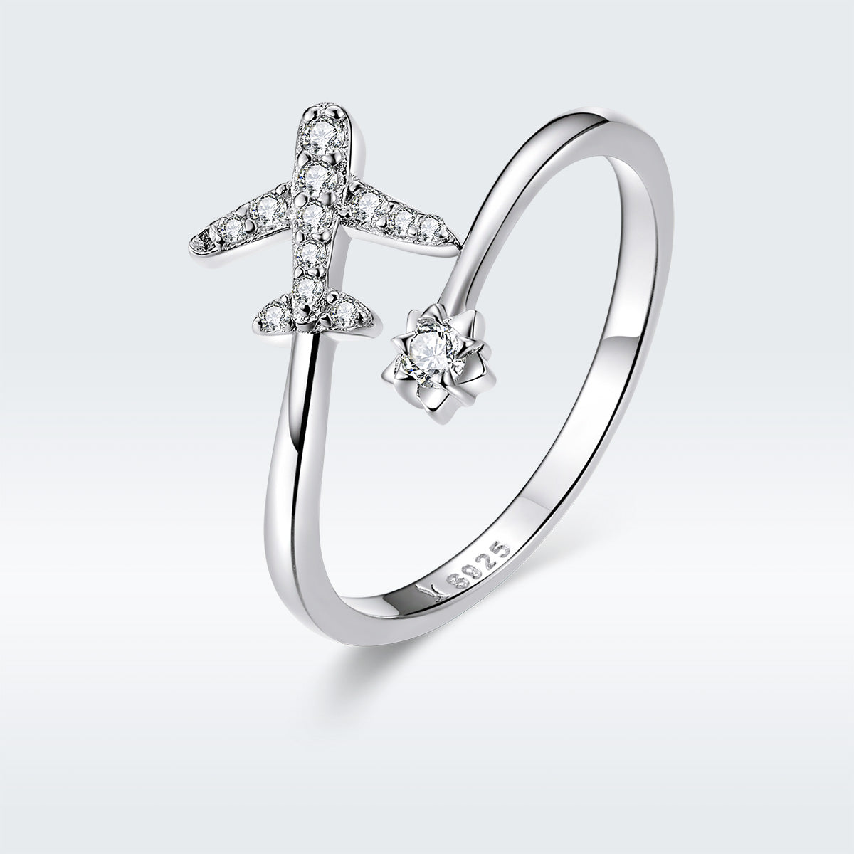 925 Sterling Silver Ring with CZ and Platinum Plated Finish on sale at MyriadMart