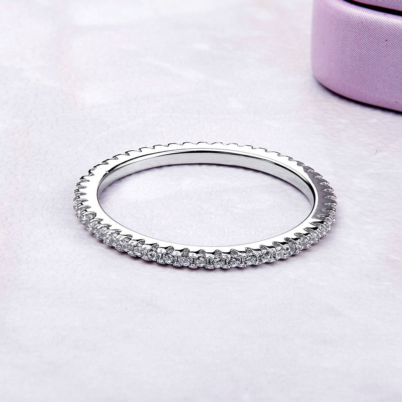 925 Sterling Silver Platinum Plated CZ Pavé Setting Ring Size 5.0 for Women on sale at MyriadMart