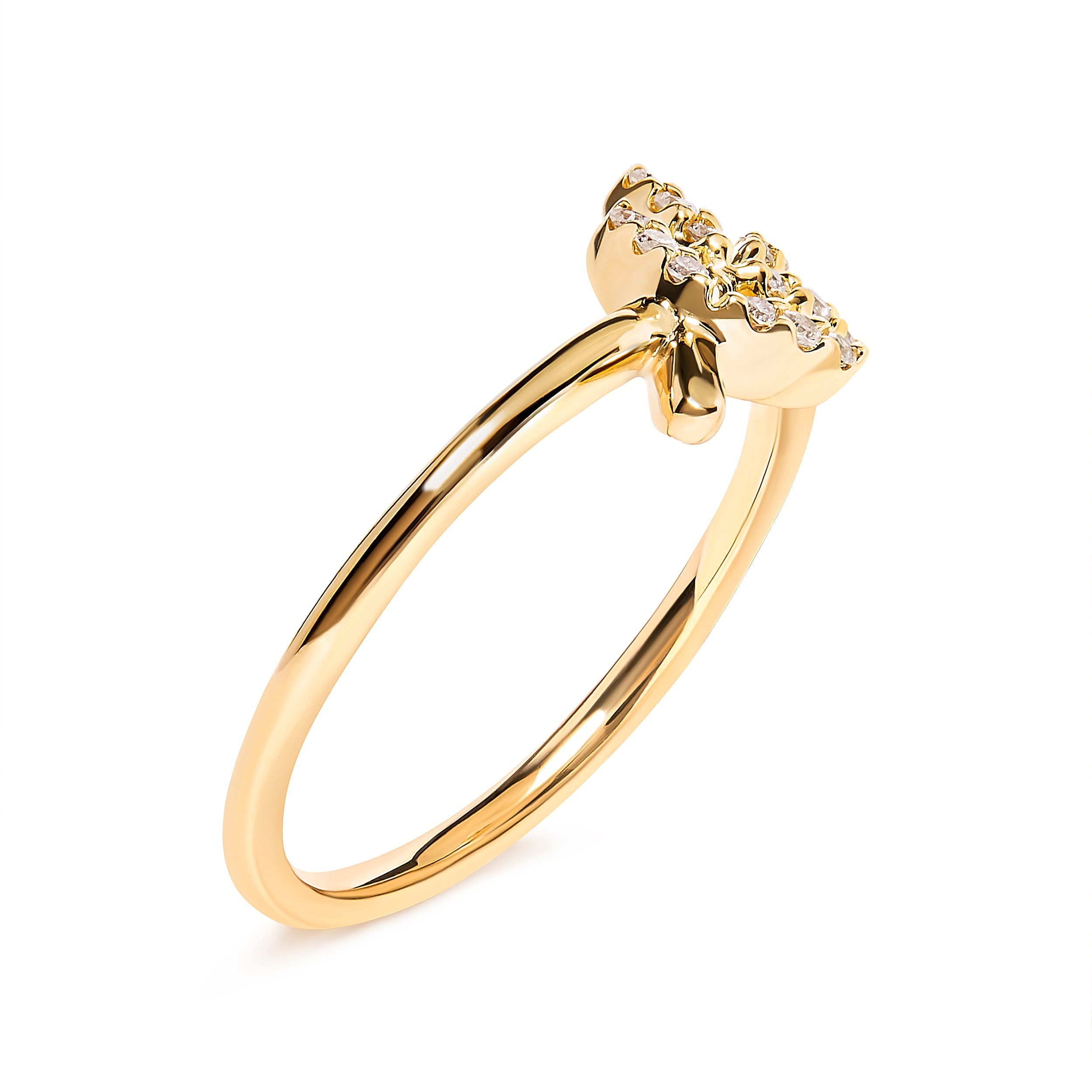 10K Yellow Gold 1/10 Cttw Diamond Leaf and Branch Ring H-I Color, I1-I2 Clarity - Ring Size 7 on sale at MyriadMart