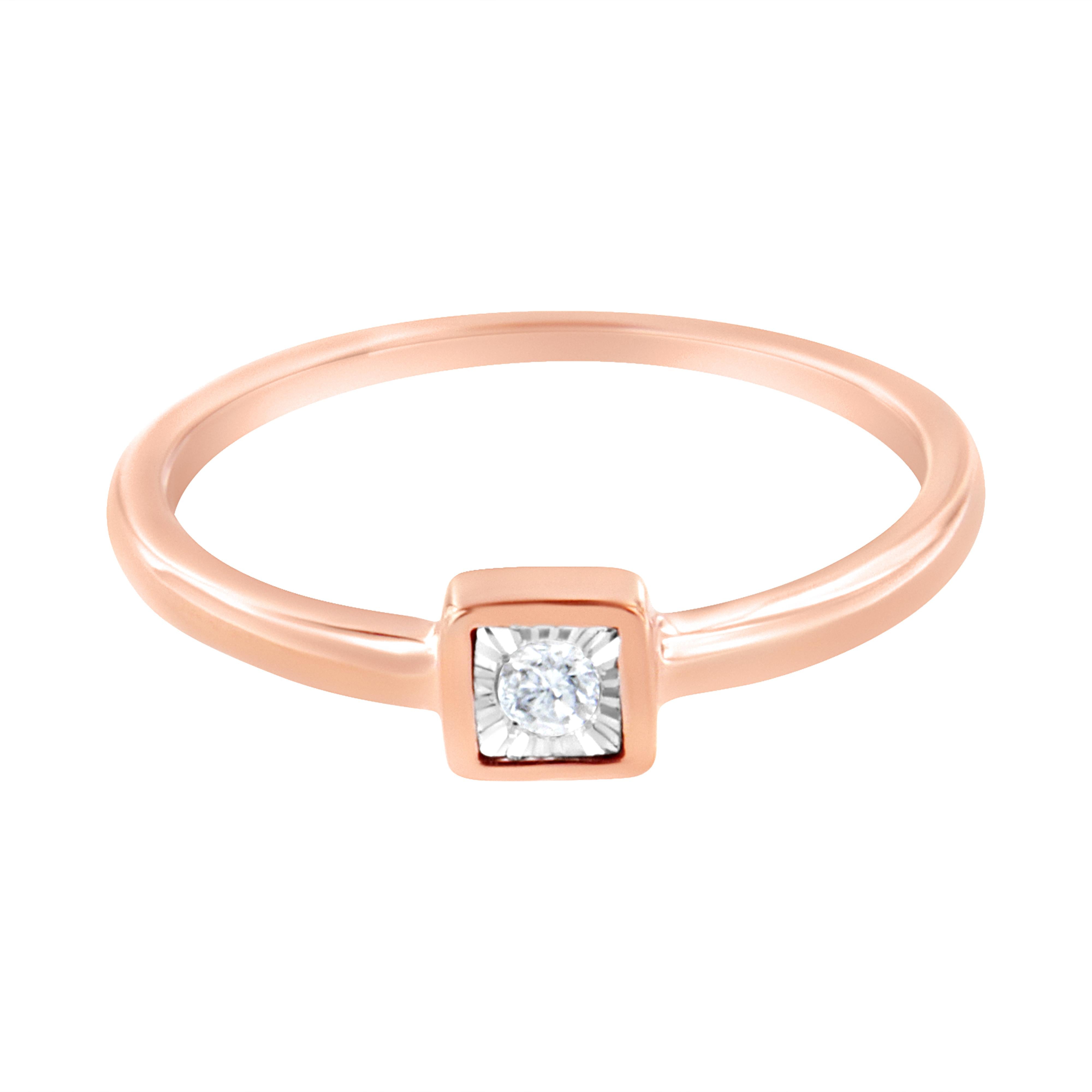 14K Rose Gold Plated .925 Sterling Silver 1/20 cttw Miracle Set Diamond Promise Ring J-K Color, I1-I2 Clarity - Size 6 on sale at MyriadMart