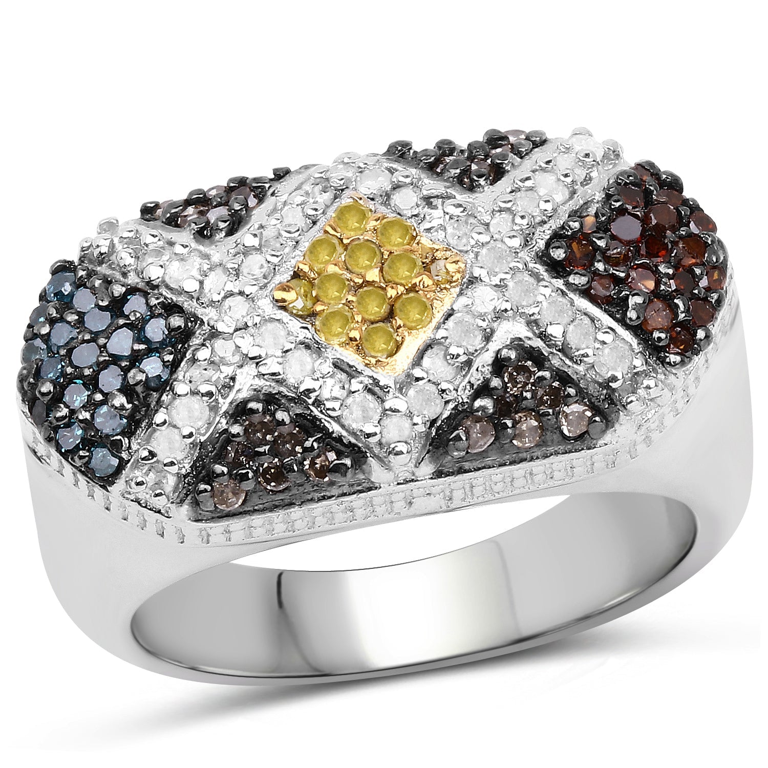 0.61 Carat Genuine Multi Diamond .925 Sterling Silver Ring on sale at MyriadMart