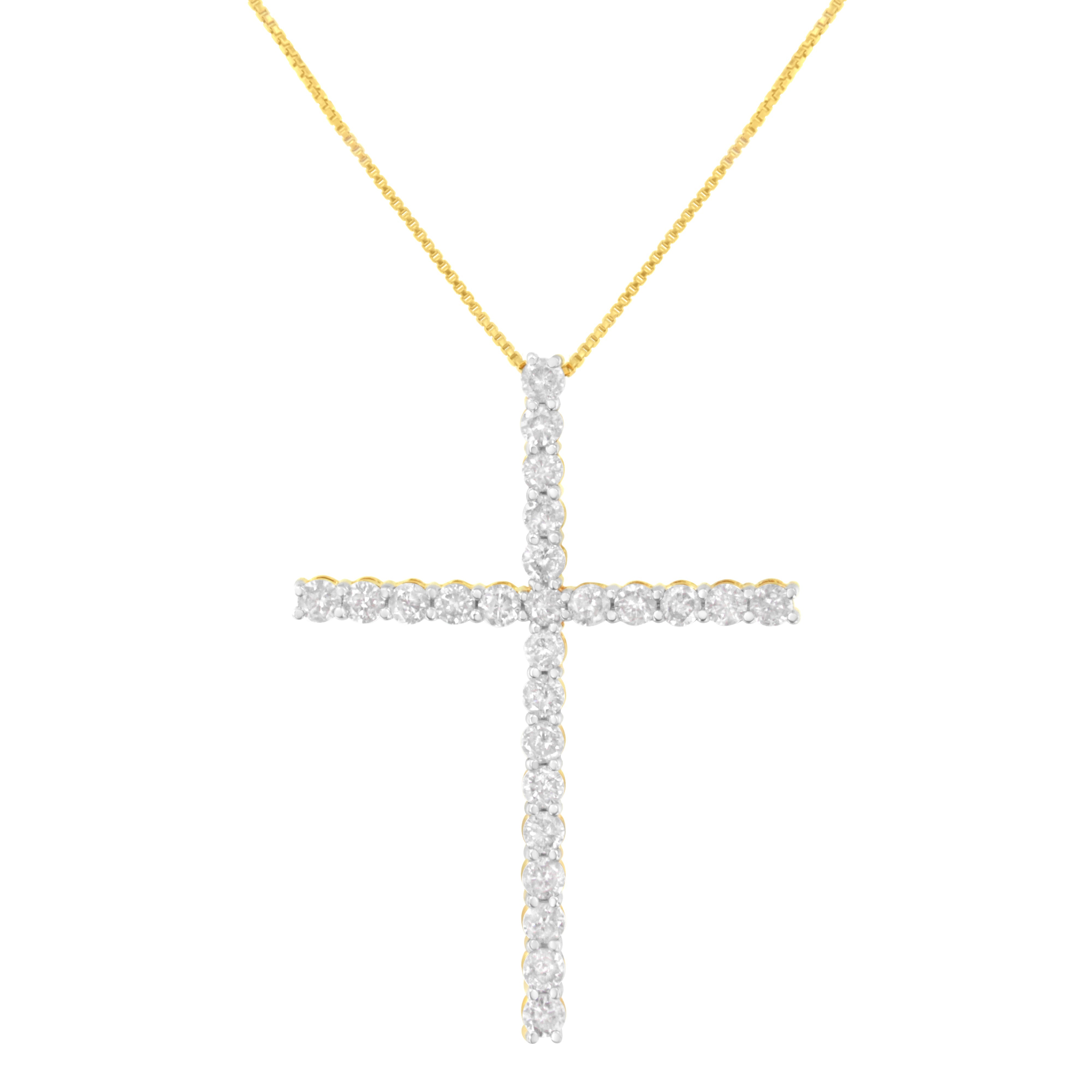 .925 Sterling Silver 3.0 Cttw Round Shape Diamond 1-1/2" Cross Pendant with Box Chain Necklace I-J Color, I2-I3 Clarity - 18" on sale at MyriadMart