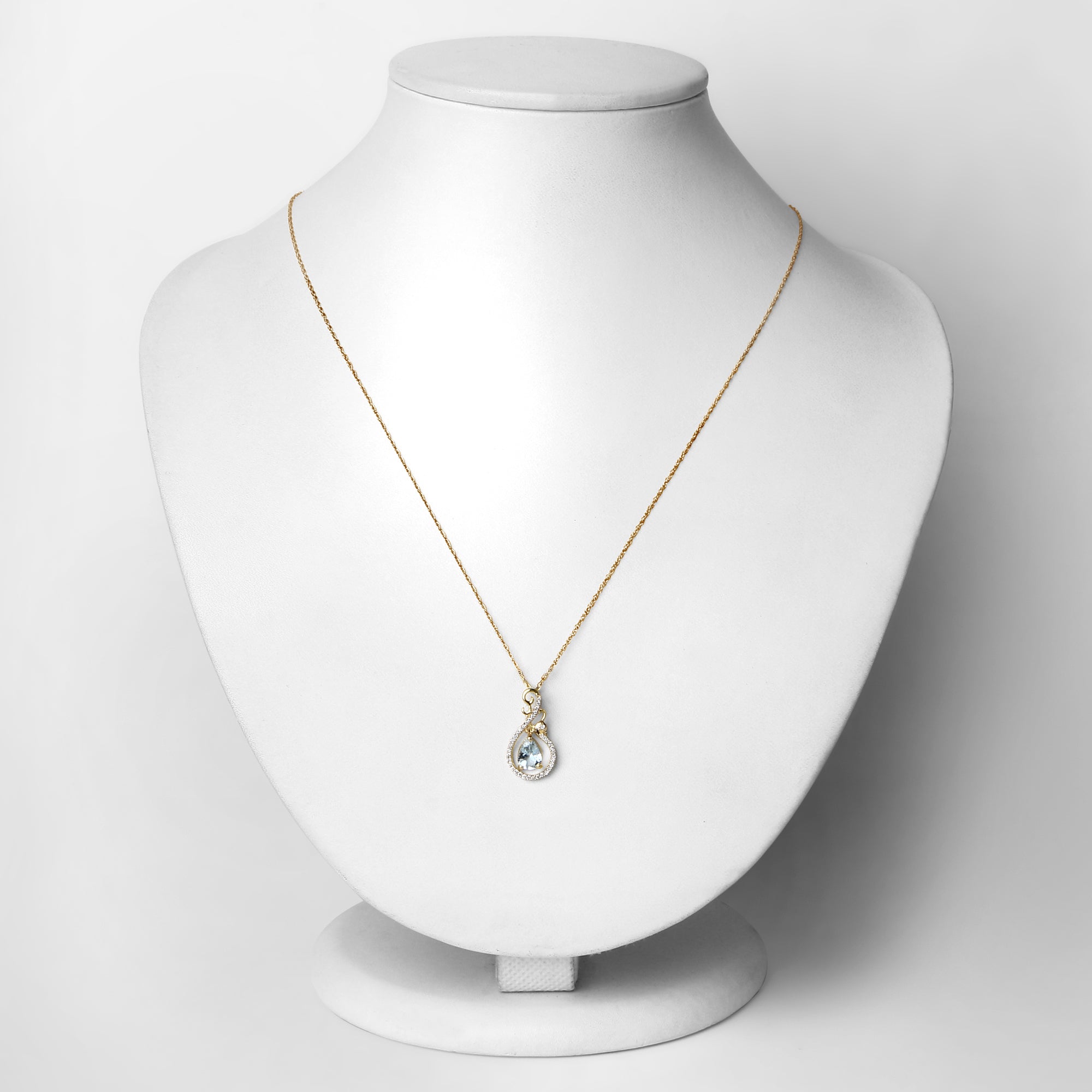 0.76 Carat Genuine Aquamarine and White Diamond 14K Yellow Gold Pendant on sale at MyriadMart