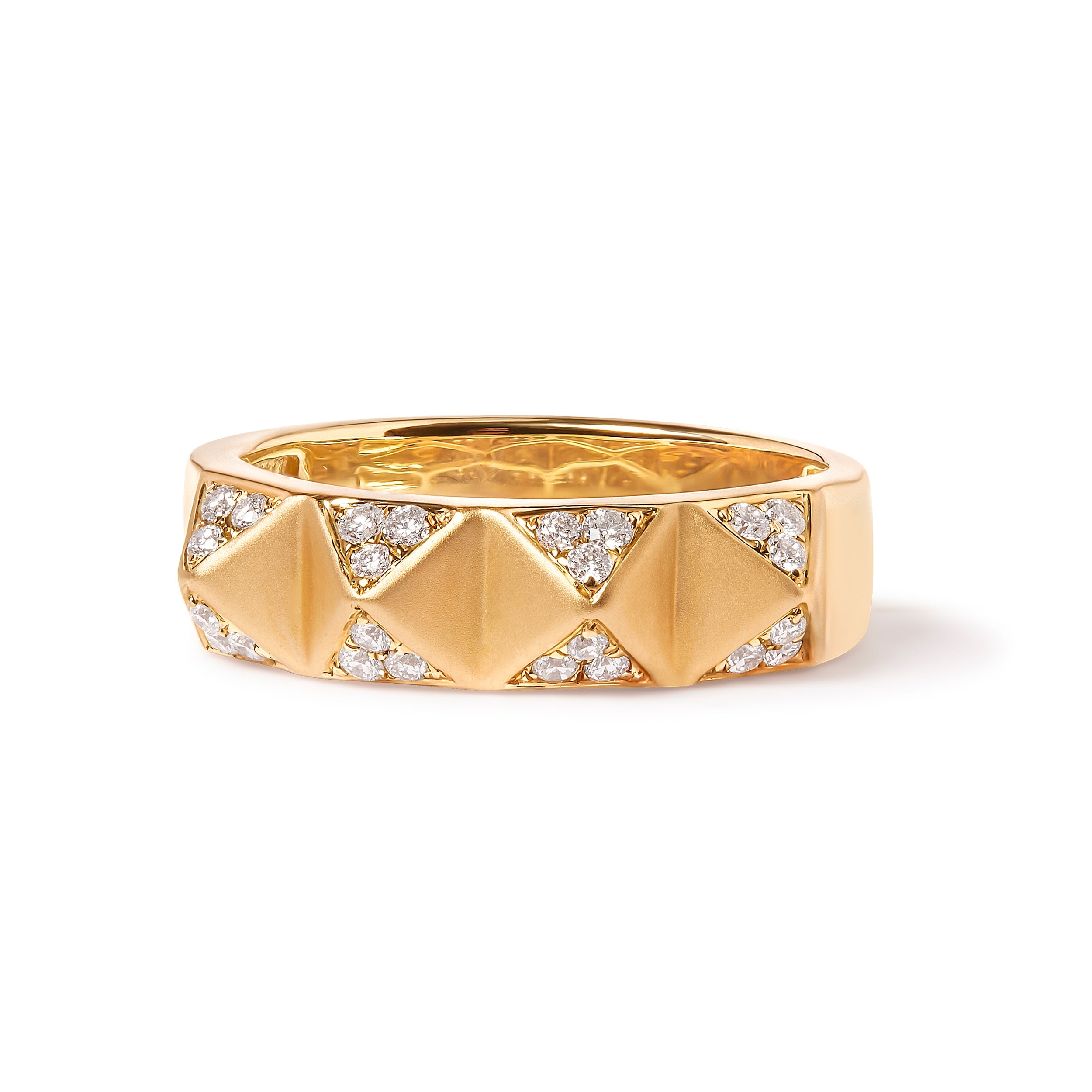 14K Yellow Gold 1/4 Cttw White Diamond Pyramid Band Ring G-H Color, SI1-SI2 Clarity - Size 7 on sale at MyriadMart