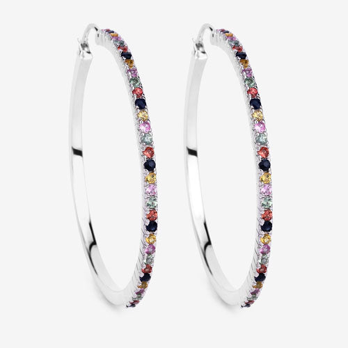 2.24 Carat Genuine Multi Sapphire .925 Sterling Silver Earrings on sale at MyriadMart
