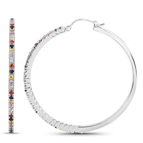 2.24 Carat Genuine Multi Sapphire .925 Sterling Silver Earrings on sale at MyriadMart