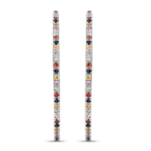 2.24 Carat Genuine Multi Sapphire .925 Sterling Silver Earrings on sale at MyriadMart