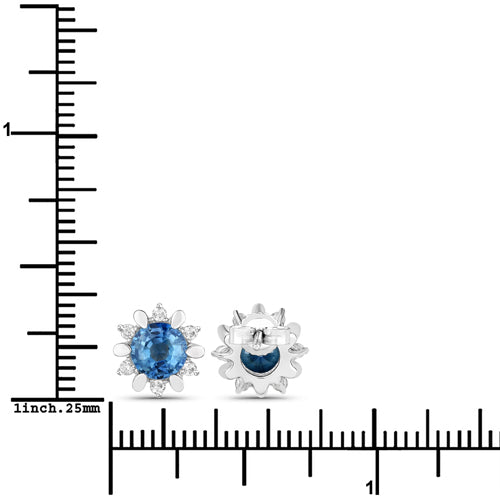 1.87 Carat Genuine Blue Sapphire and White Diamond 14K White Gold Earrings on sale at MyriadMart