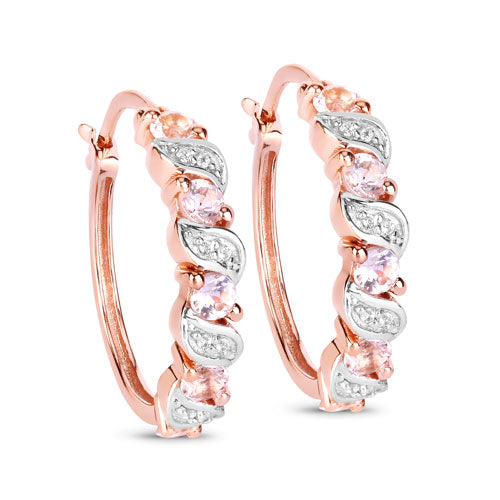 0.98 Carat Genuine Morganite and White Topaz .925 Sterling Silver Earrings on sale at MyriadMart