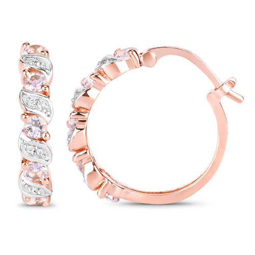 0.98 Carat Genuine Morganite and White Topaz .925 Sterling Silver Earrings on sale at MyriadMart