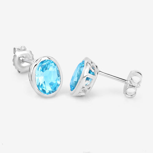4.00 Carat Genuine Swiss Blue Topaz .925 Sterling Silver Earrings on sale at MyriadMart