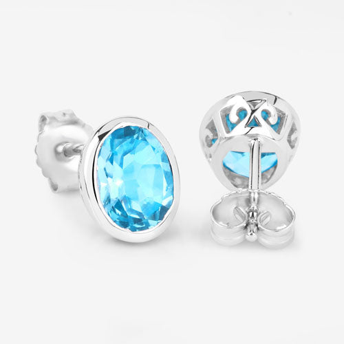4.00 Carat Genuine Swiss Blue Topaz .925 Sterling Silver Earrings on sale at MyriadMart