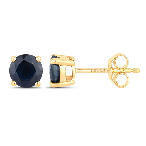 1.70 Carat Genuine Blue Sapphire 14K Yellow Gold Earrings on sale at MyriadMart