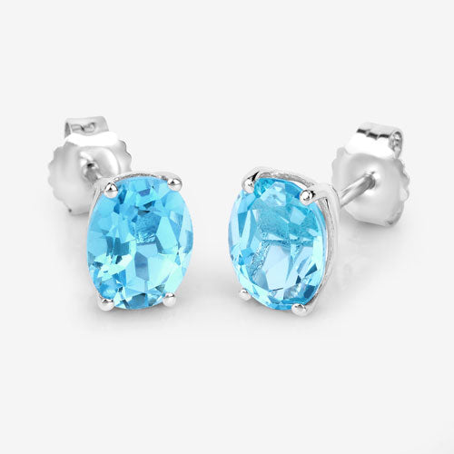 4.00 Carat Genuine Swiss Blue Topaz .925 Sterling Silver Earrings on sale at MyriadMart