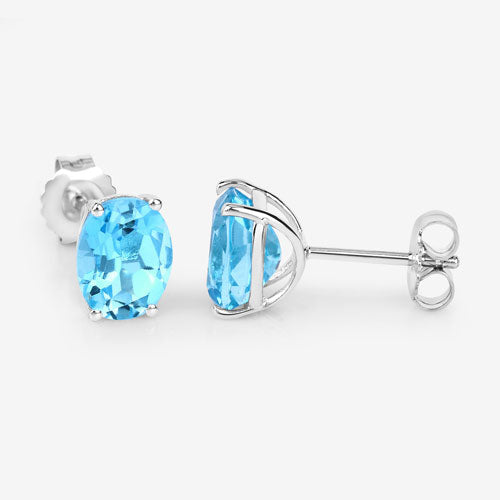 4.00 Carat Genuine Swiss Blue Topaz .925 Sterling Silver Earrings on sale at MyriadMart