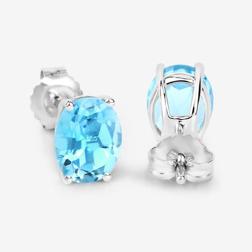 4.00 Carat Genuine Swiss Blue Topaz .925 Sterling Silver Earrings on sale at MyriadMart