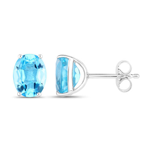 4.00 Carat Genuine Swiss Blue Topaz .925 Sterling Silver Earrings on sale at MyriadMart