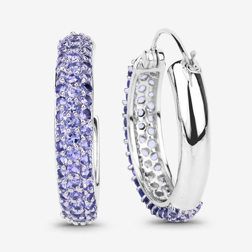 3.06 Carat Genuine Tanzanite .925 Sterling Silver Earrings on sale at MyriadMart