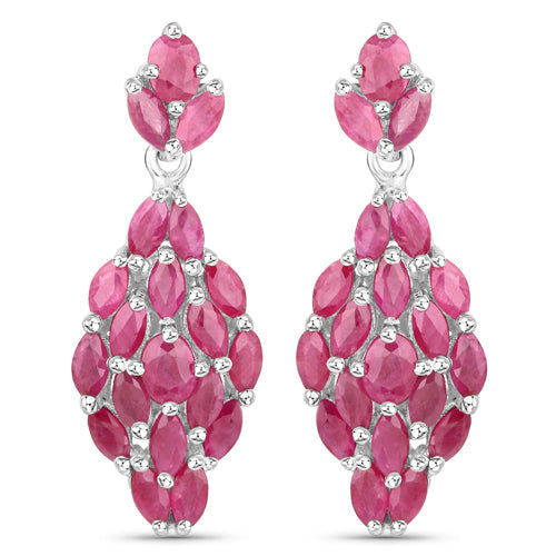 4.12 Carat Genuine Ruby .925 Sterling Silver Earrings on sale at MyriadMart