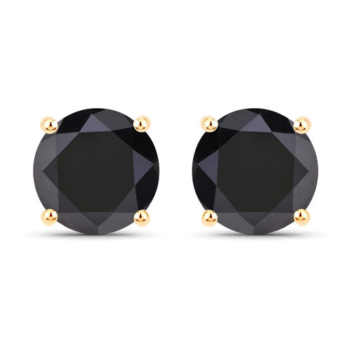 4.91 Carat Genuine Black Diamond 14K Yellow Gold Earrings on sale at MyriadMart