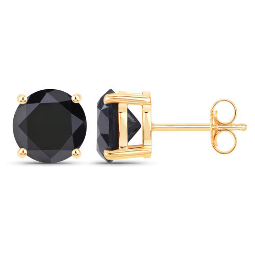 4.91 Carat Genuine Black Diamond 14K Yellow Gold Earrings on sale at MyriadMart