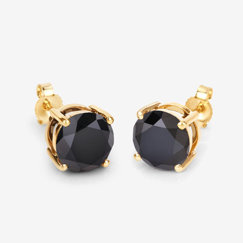 4.91 Carat Genuine Black Diamond 14K Yellow Gold Earrings on sale at MyriadMart