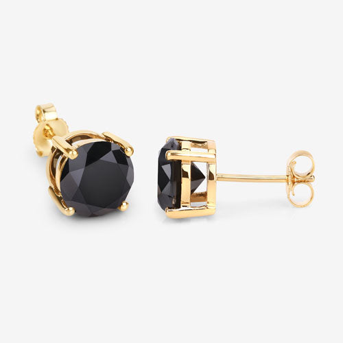 4.91 Carat Genuine Black Diamond 14K Yellow Gold Earrings on sale at MyriadMart