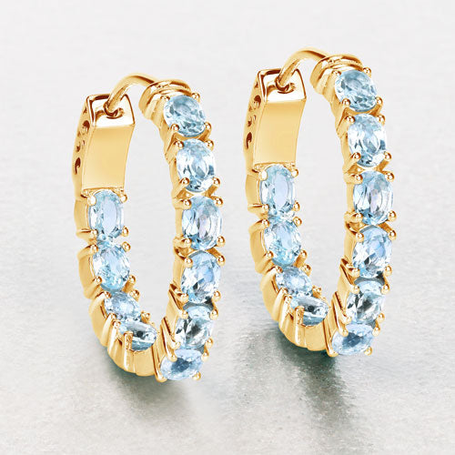 3.80 Carat Genuine Blue Topaz .925 Sterling Silver Earrings on sale at MyriadMart