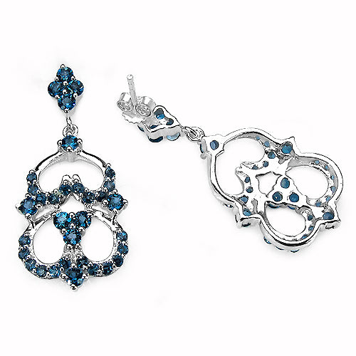 4.84 Carat Genuine London Blue Topaz .925 Sterling Silver Earrings on sale at MyriadMart