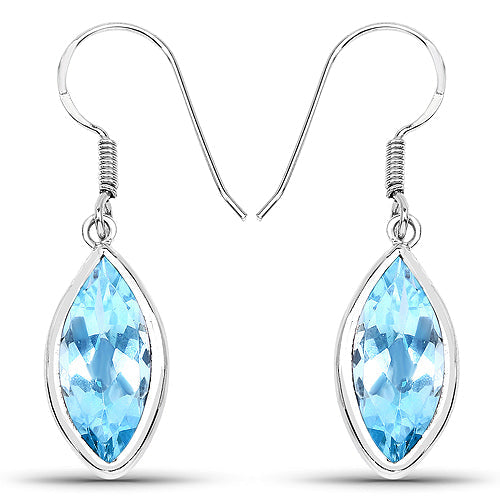 9.76 Carat Genuine Blue Topaz .925 Sterling Silver Earrings on sale at MyriadMart