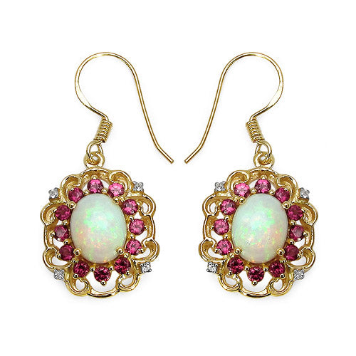 14K Yellow Gold Plated 4.94 Carat Genuine Multi Stones .925 Sterling Silver Earrings on sale at MyriadMart