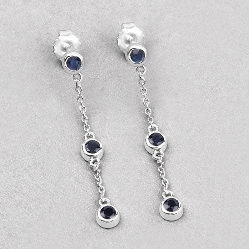 0.66 Carat Genuine Blue Sapphire .925 Sterling Silver Earrings on sale at MyriadMart