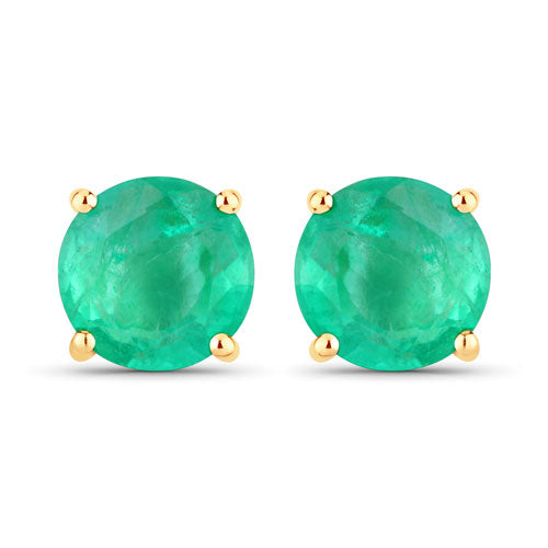 0.72 Carat Genuine Zambian Emerald 10K Yellow Gold Earrings on sale at MyriadMart