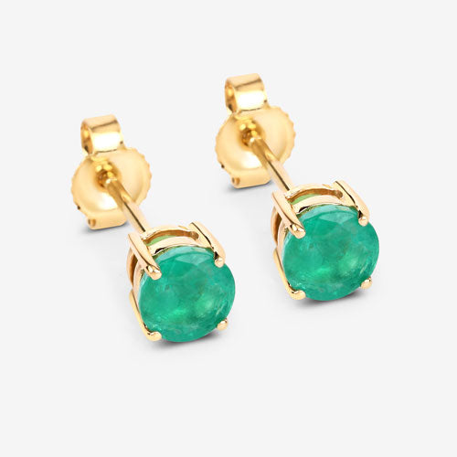 0.72 Carat Genuine Zambian Emerald 10K Yellow Gold Earrings on sale at MyriadMart