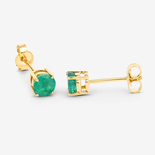0.72 Carat Genuine Zambian Emerald 10K Yellow Gold Earrings on sale at MyriadMart
