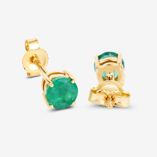 0.72 Carat Genuine Zambian Emerald 10K Yellow Gold Earrings on sale at MyriadMart