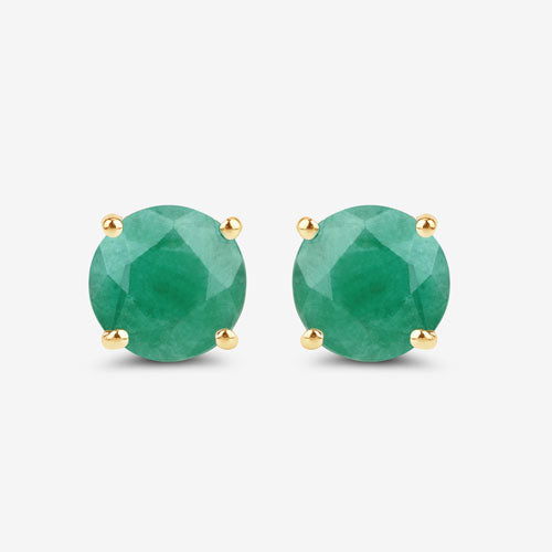 0.72 Carat Genuine Zambian Emerald 10K Yellow Gold Earrings on sale at MyriadMart