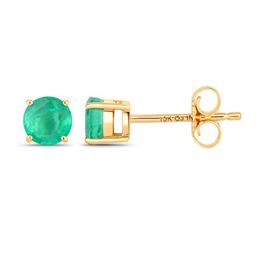 0.72 Carat Genuine Zambian Emerald 10K Yellow Gold Earrings on sale at MyriadMart