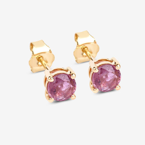 1.30 Carat Genuine Pink Sapphire 10K Yellow Gold Earrings on sale at MyriadMart