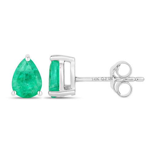 0.70 Carat Genuine Zambian Emerald 14K White Gold Earrings on sale at MyriadMart